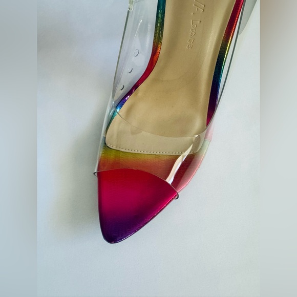 Wild Diva Multicolor Rainbow Clear Stiletto Pumps Sz 6.5 - Picture 5 of 6